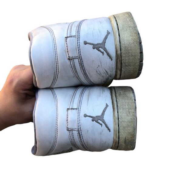 BEATER 2015 Nike Air Jordan 1 Mid White Wolf Grey Size 14 - Picture 4 of 16